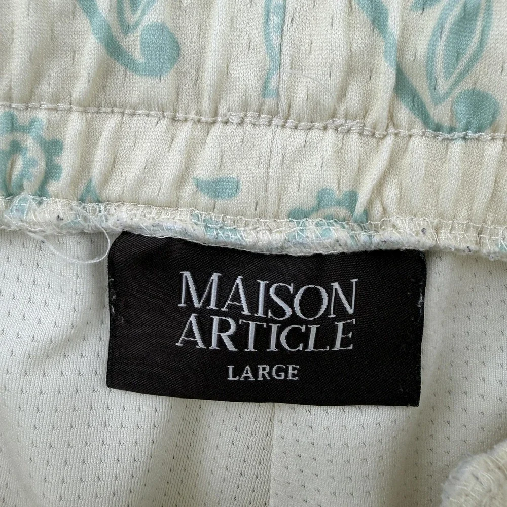 Maison Article Sweat Shorts Mens Large White Paisley Polyester Y2K Hype Casual